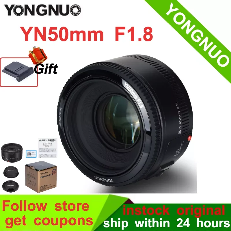 YN ef 50mm f/1.8 Lente Af YN50 Aperture Enfoque automático para Cámara Canon como AF-S 50mm 