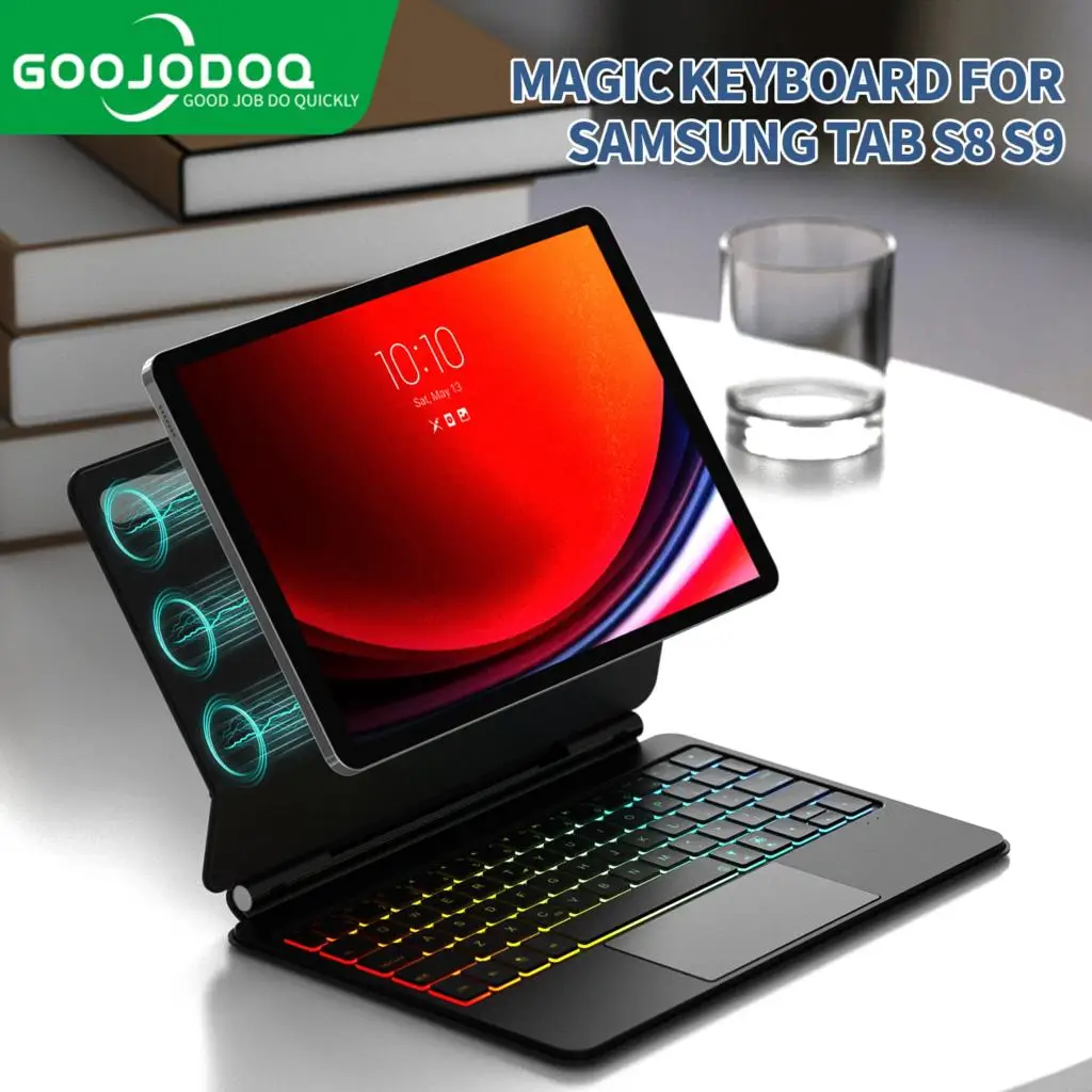 

Magic Keyboard for Samsung Galaxy Tab S9/S8/S7 Keyboard case 11“ Magnetic Case with Keyboard Touchpad Backlit Stand Cover Folio