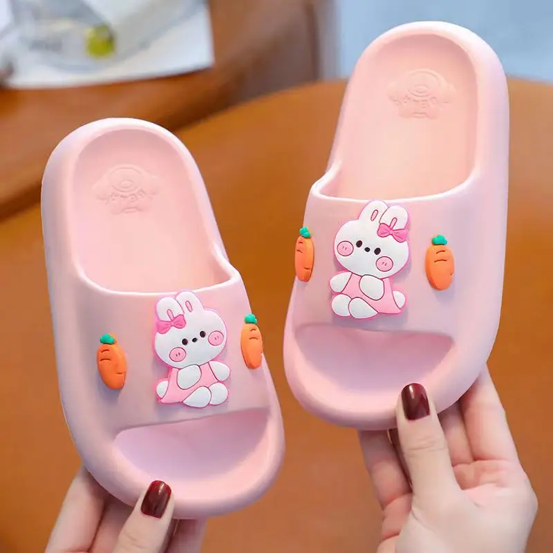 

Summer Children's Casual One Word Slippers Boys Girls Soft Sole Non Slip Cartoon Home Slipper Bathroom Slipper Beach Slippers