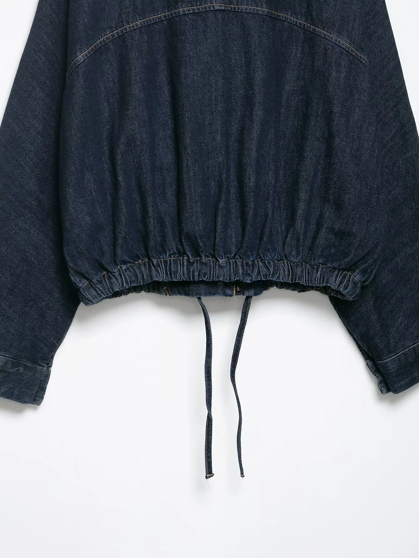 Women Turtleneck Denim Zipper Jacket Female Long Sleeves Solid Commuting Pleated Frenum Hem Coat Autumn Outerwear Top Streetwear