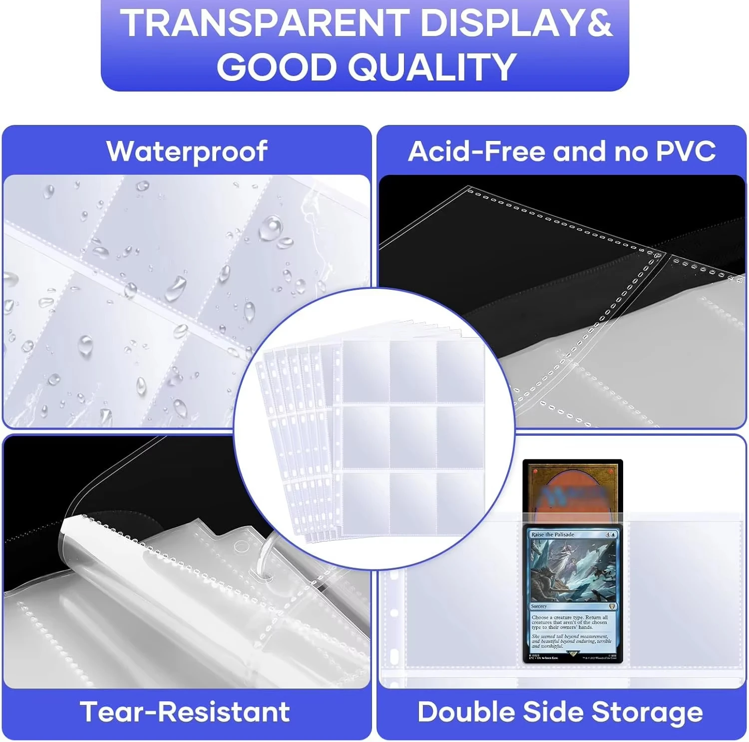 A4 Size 9 Pocket Trading Gaming Card Sleeves Double Side Storage Album Binder Pages Card Collection Holders Idol Photo Albums