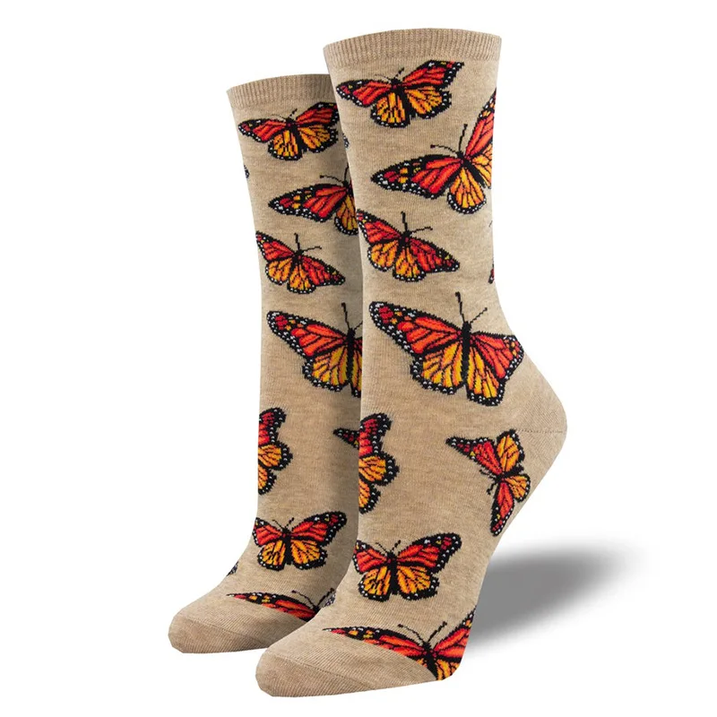 

Women Socks Spring Summer Female Butterfly Flower Print Jacquard Streetwear Long Tube Socks Girls Gift Calcetines Mujer Meias 3d