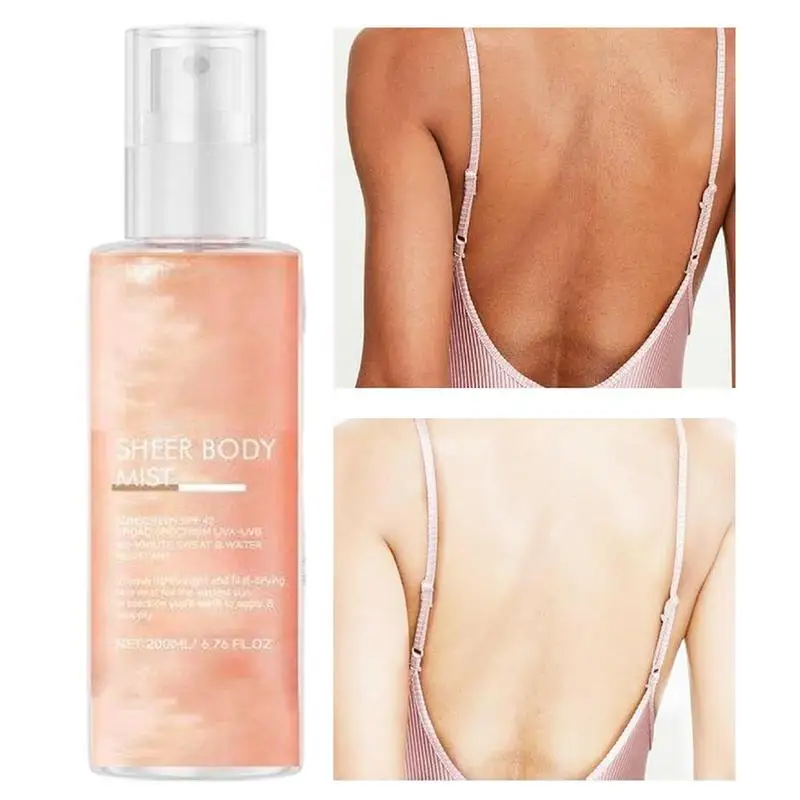 New 200ml Sheer Body Mist Sunscreen Spray Anti-aging Moisturizing Waterproof Sunscreen Spray Facial Body Neck Skin Care