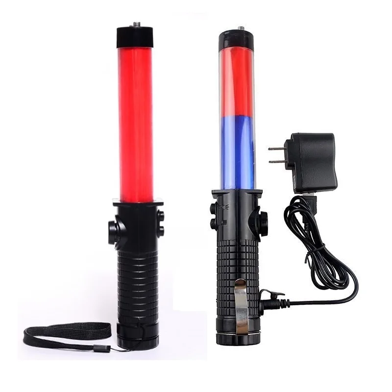 293 Multi-function Outdoor LED PVC Traffic Safety Baton Warning Light Whistle Magnet Hook Buzzer Guide Rod