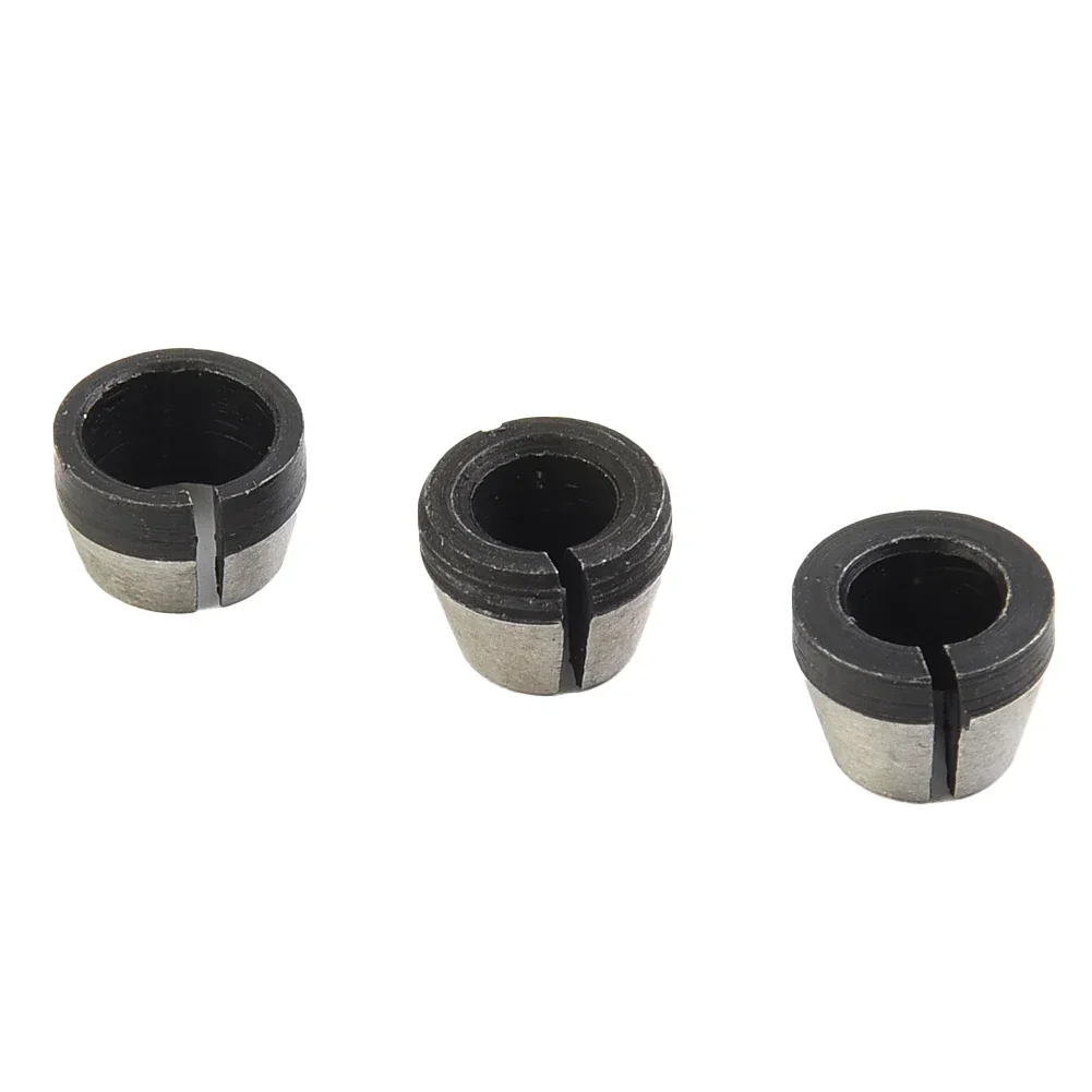Power Tool Collet Chuck 3pcs 6mm/6.35mm/8mm Carbon Steel Collet Chuck Electric Router Milling Cutter High Strength Replacement