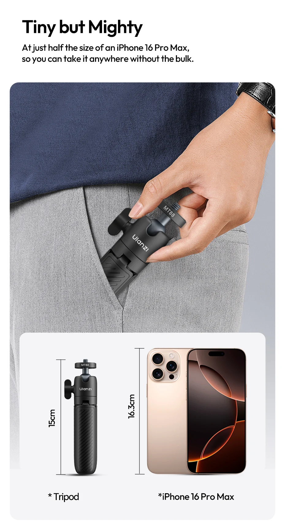 ClipMate Tripod Selfie Stick Desktop Tripod Hand-Held Tripod Stand for Smartphon