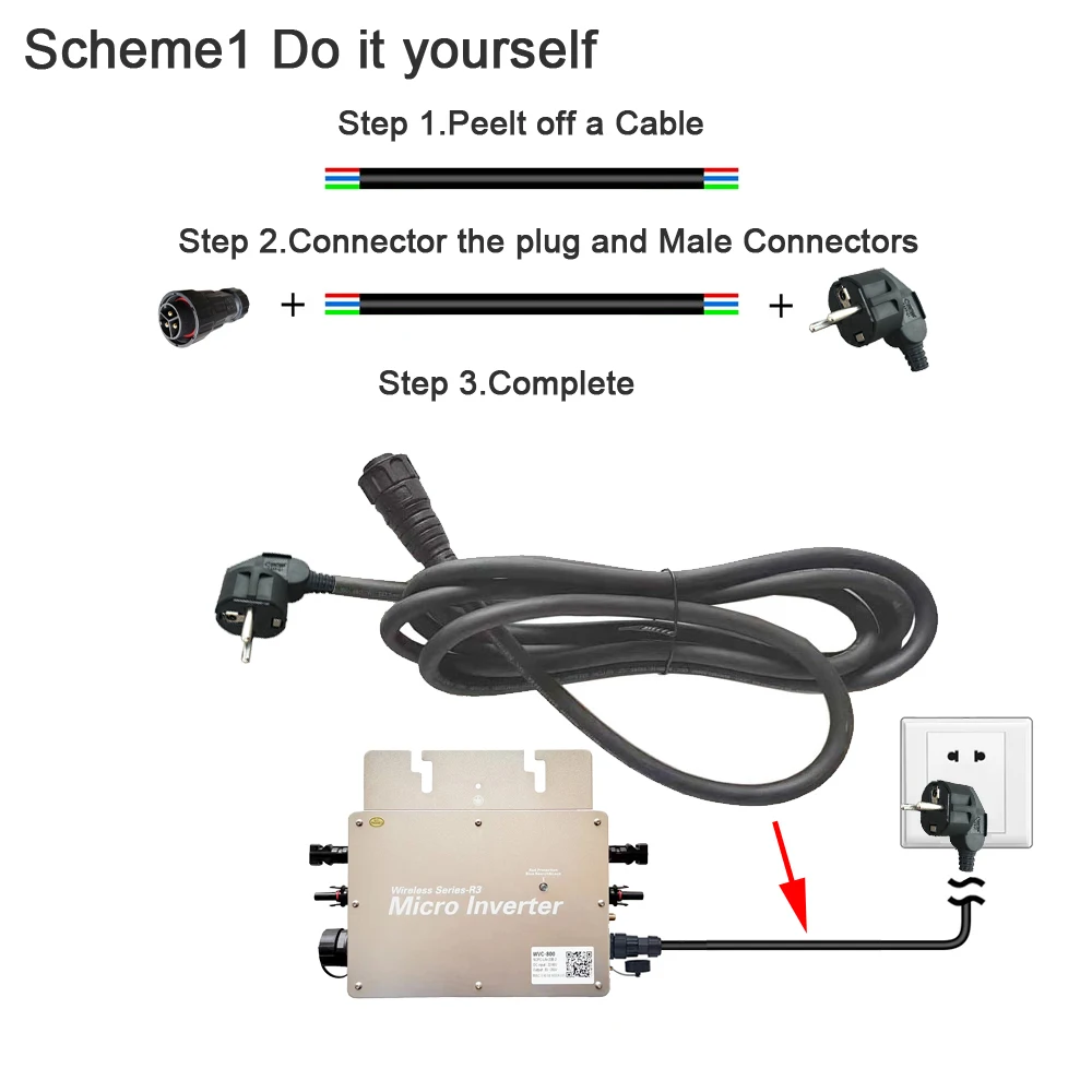 1 Pcs EU Detachable Plug and 1 Pcs Male Connectors for WVC600W~WVC2800W for solar connectors,outdoor cable connector,wifi plug connector