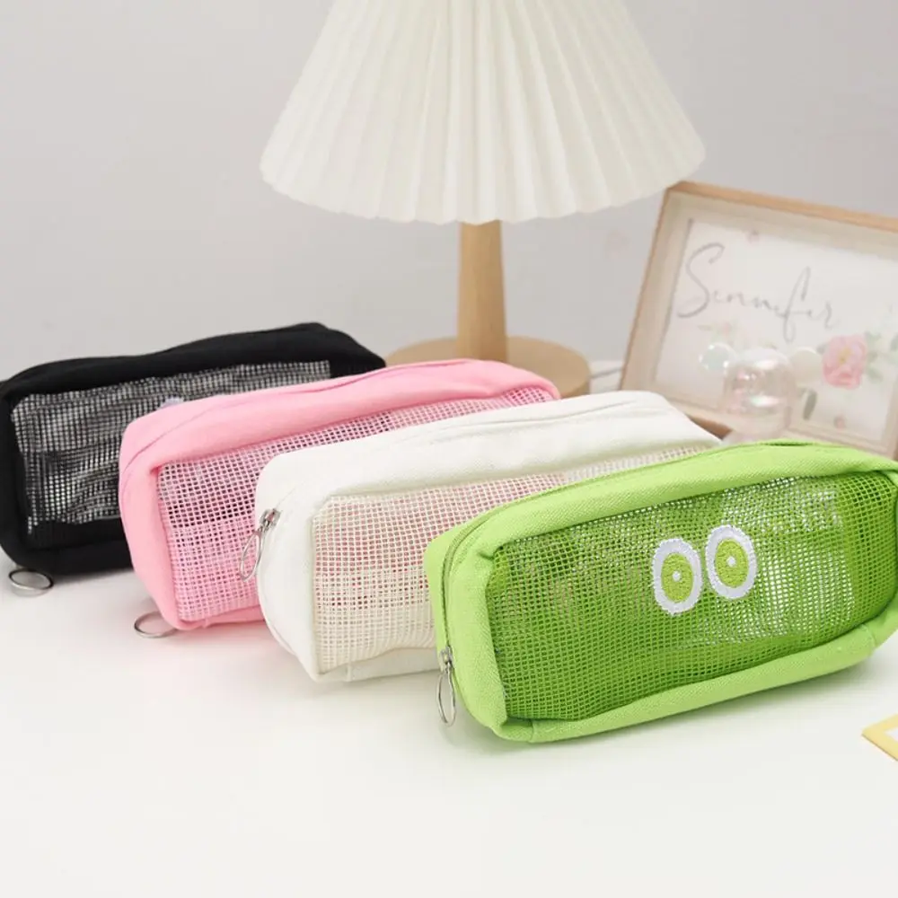 

Portable Ins Big Eyes Mesh Pencil Case Cartoon Cute Pen Pouch Large-capacity Simple Toiletry Bag Travel