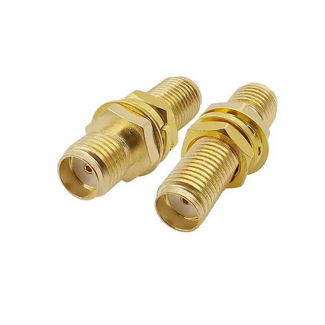 SMA Straight Female to Female Jack RF Coaxial Coax Adapter SMA Connector With Threaded Gasket Bulkhead Panel Mount O-Ring 1