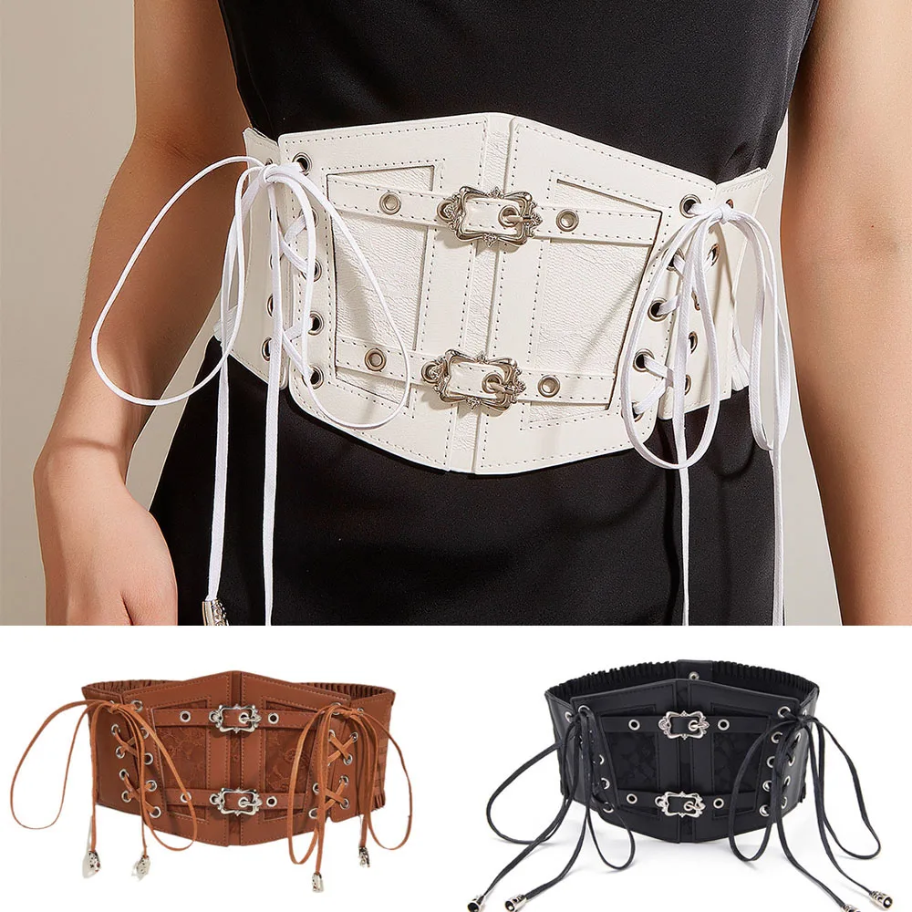

Belt Corset Women Elastic Lace Up Tied Waist Belt Dresses Pants Ladies Girls Slimming Metal Pin Buckle Adjustable Cummerbunds