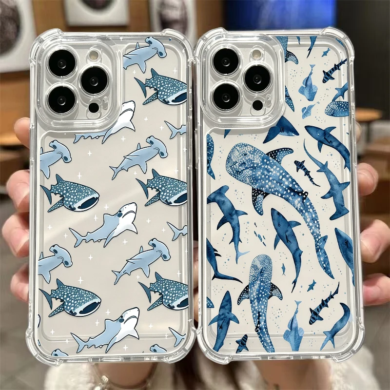 Nautical Shark & Whale Pattern Soft Phone Case