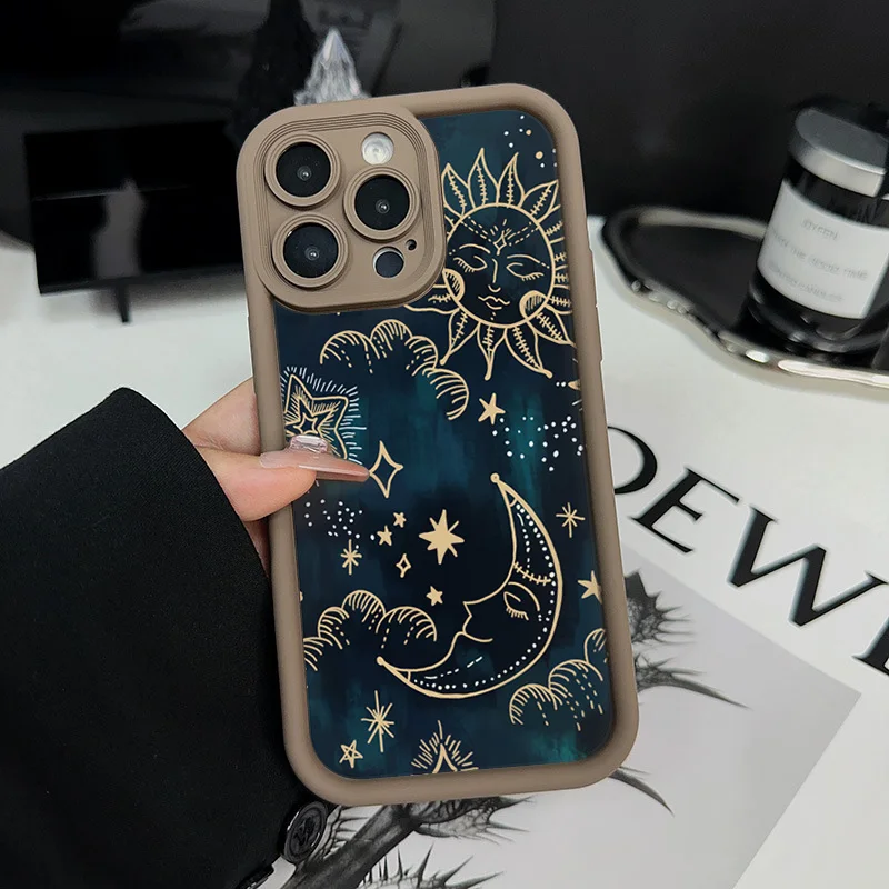 Celestial Design Printed Case Cover with Moon and Sun Elements