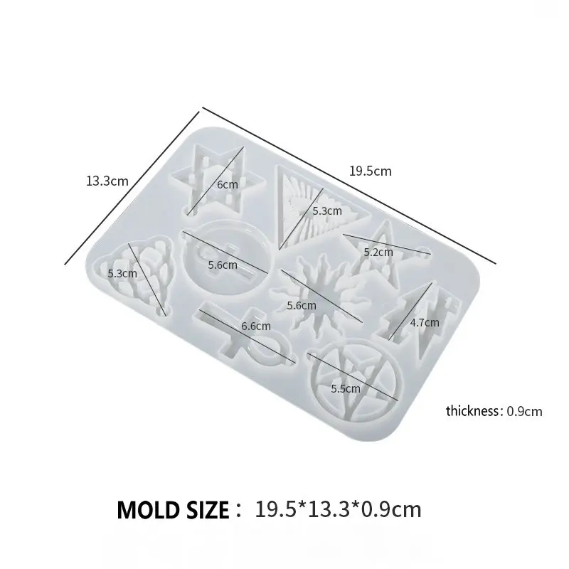 Pentagram Magic Array Straw Topper Silicone Mold Pendant Keychain Epoxy Resin Mold for Necklace Charms Jewelry Making Crafts DIY 2