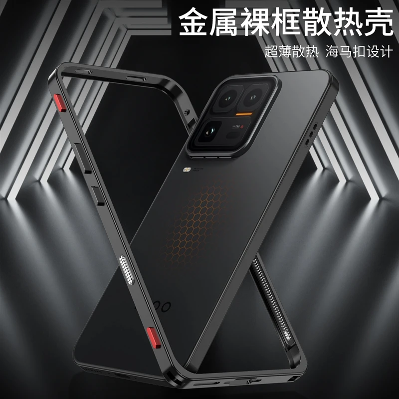 Luxury Metal Frame Phone Case with Heat Dissipation and Lens Cap Cover