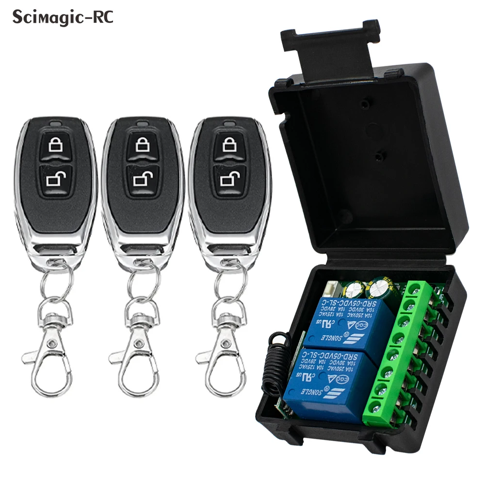 Interruttore Radio 2 Canali DC 6-30V 10A, Con Ricevitore E 4 Trasmettitori, Per Cancello, Luci E Pompe, In ABS, Facile Da Installare