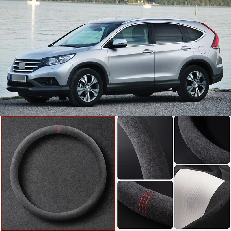 

Alcantara Anti-Slip Black Suede Leather Car Universal Steering Wheel Cover For Toyota Yaris Car Accessories