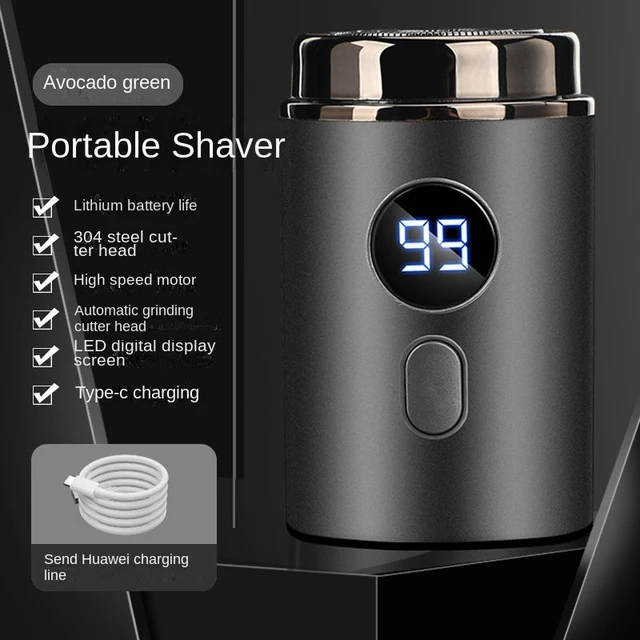 Mini Type-C Rechargeable Electric Razor with Digital Display for Travel Use
