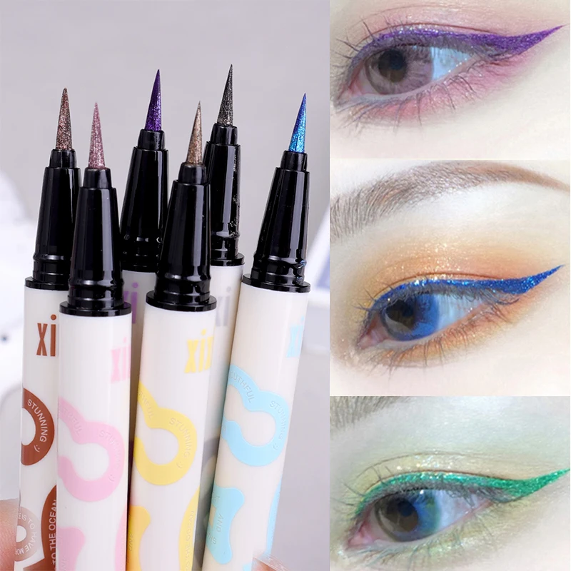 6 Colors Thin Pearlescent Eyeliner Liquid Pencil 3 in 1 Shiny Silkworm Eye Shadow Stick Lasting Smooth Glitter Eyeliner Makeup liquid eyeliner eyeshadow pen eyeliner pencil makeup pen eyeshadow eyeliner liquid eyeshadow