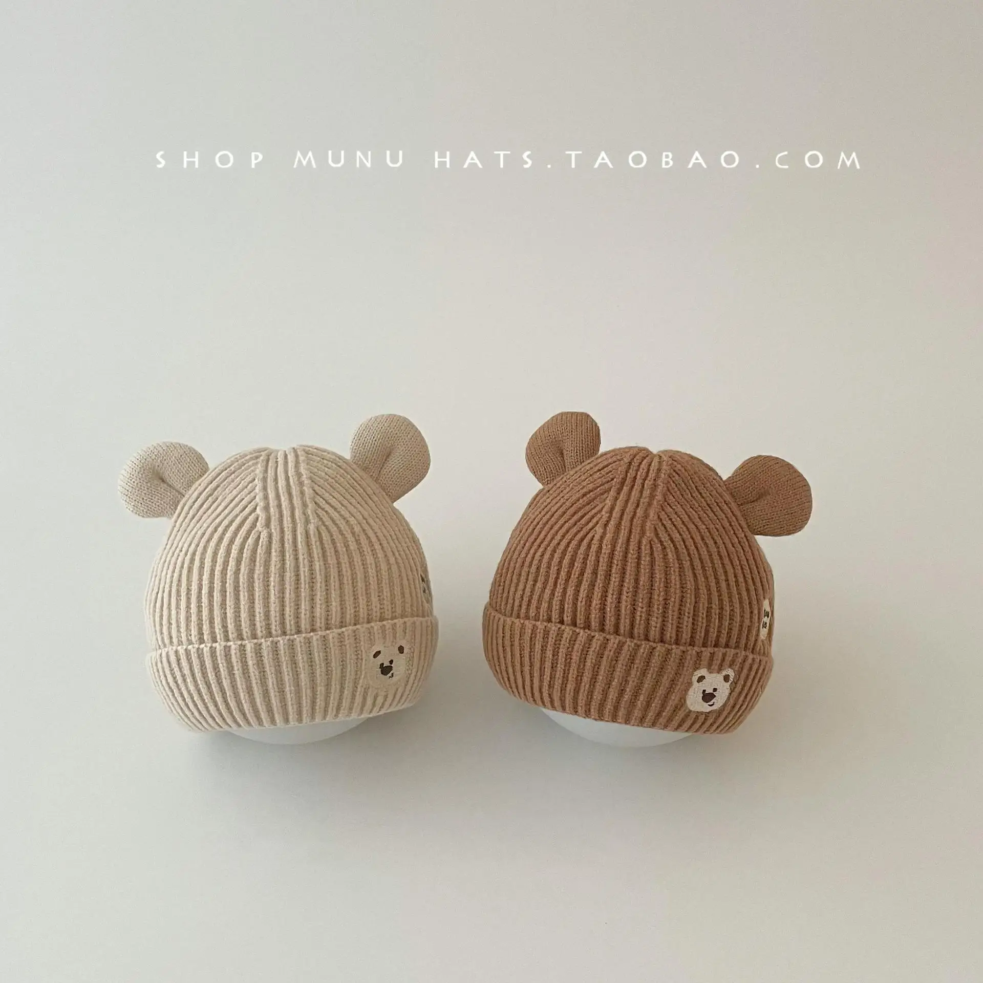 

Kid's Beanie 44-48cm Baby Hat Boys Girls Autumn Winter Woolen Cap Infant Cute Bear Knit Hat Windproof Cap Free Shipping