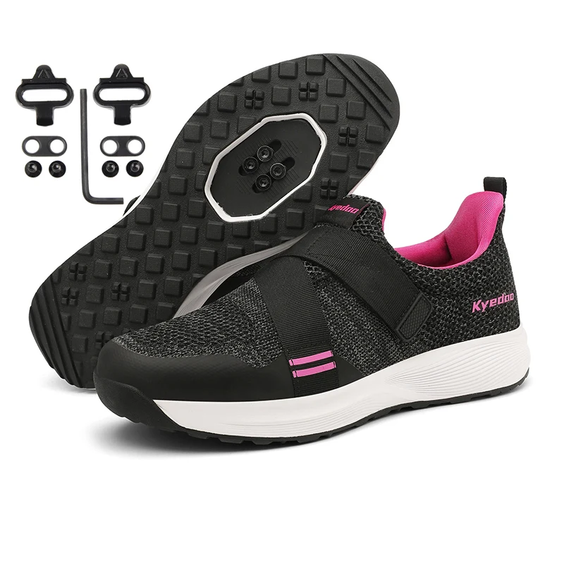 Women Cycling sneaker mtb Flat Pedal Cleats Shoes outdoors Mountain Bike Shoes Breathable indoor Speed Bicycle Sneaker size37-42