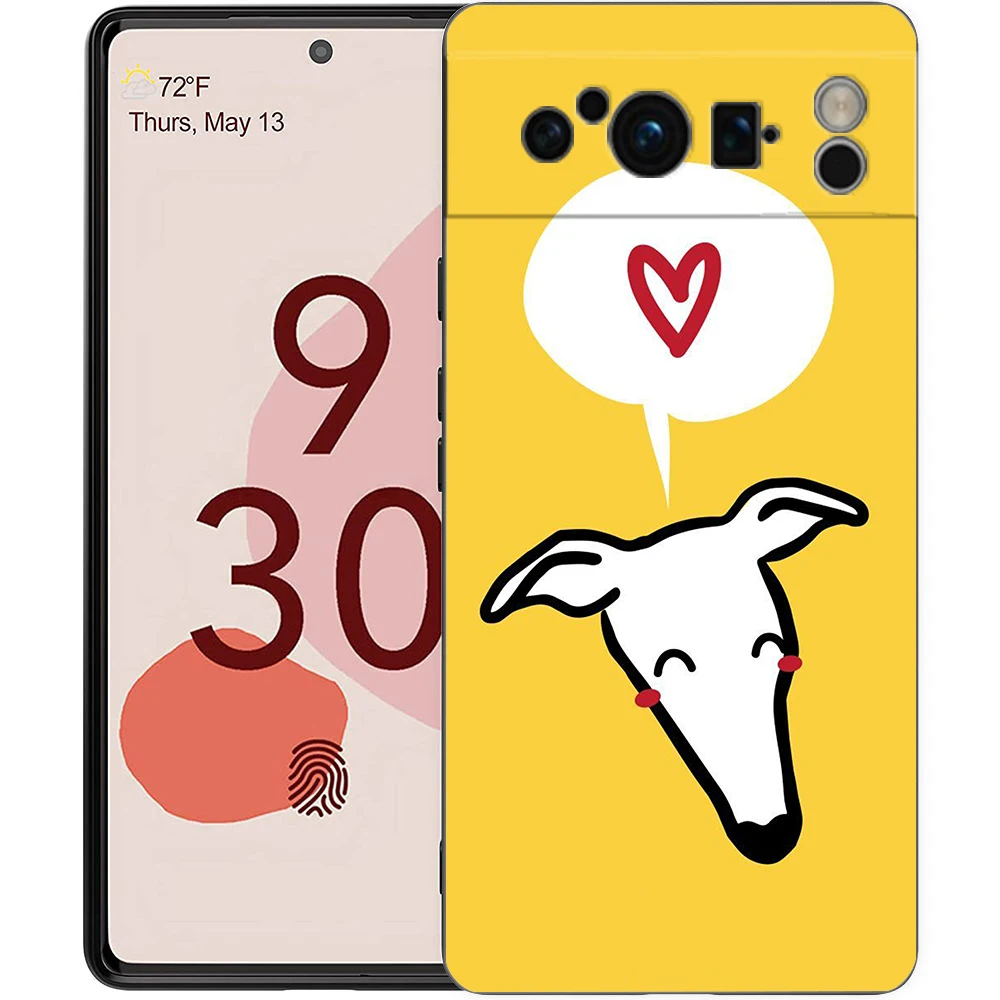 Elegant Greyhound Dog Design Black Soft TPU Phone Case