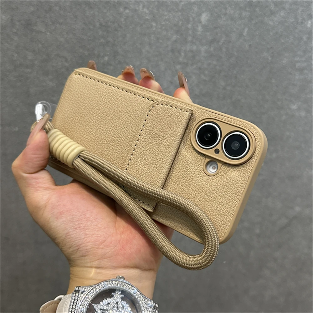 Personalised Leather Phone Case With Wrist Strap For Iphone Pro Max_voghion.com