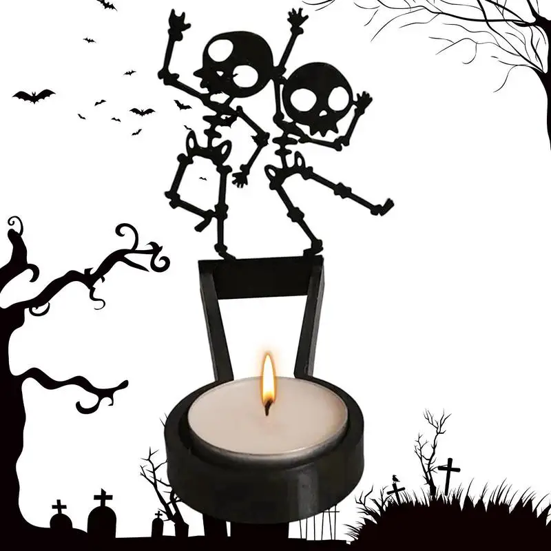 

Metal Candle Holders Halloween Ghost Projection Candlestick Halloween Metal Decorative Ornaments For Homes Hotels Parties Theme