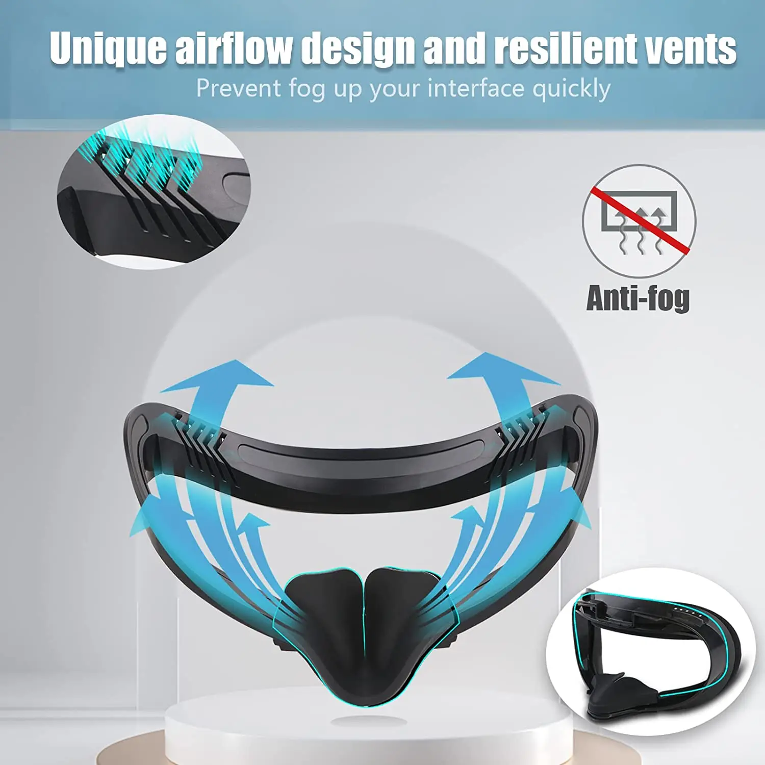 VR Face Pad Hanpusen Face Cushion Pad Oculus Quest 2 Accessory VR Fitness Facial Interface Bracket Cover Sweat Proof PU Leather Foam Pad