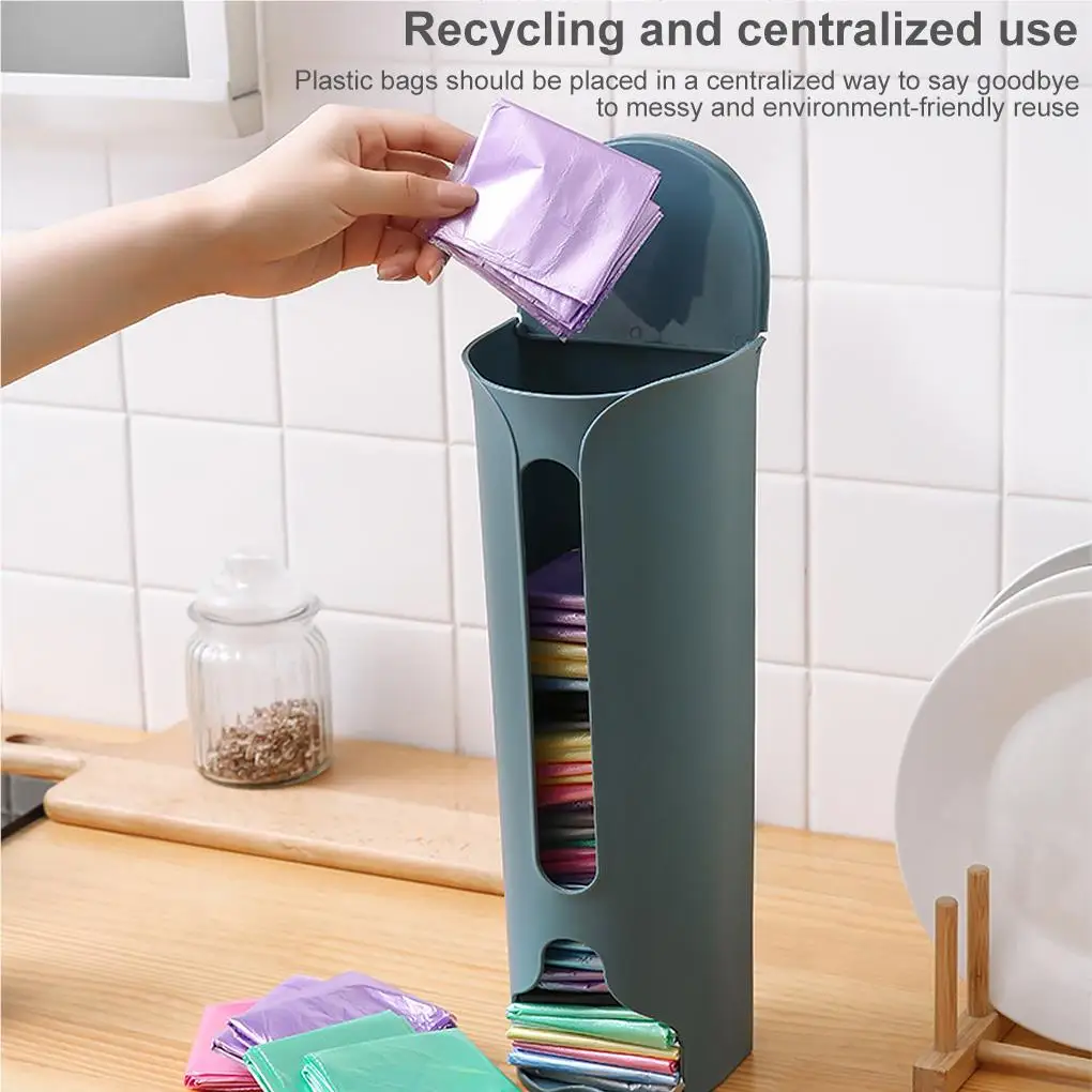 New Simple Shape Garbage Bag Storage Box Wall Mounted Plastic Trash Bags  Storage Container Kitchen Bathroom Organizer