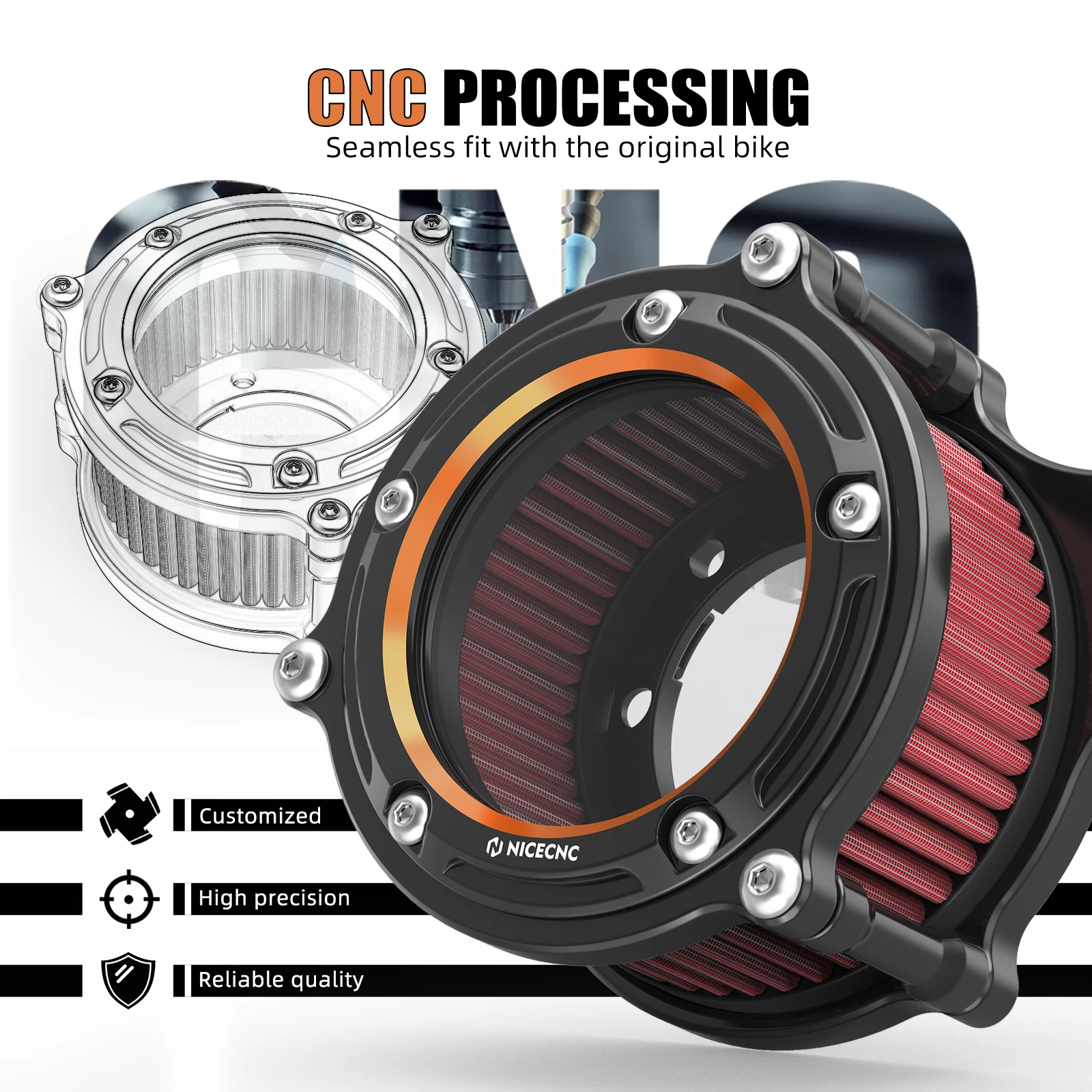 Für Harley Iron 1200 2018–2021, Luftfilter-Reiniger-Set für Harley Forty Eight XL1200X 2010–2015, Iron 883 Sportster 883 1200 – Detail 4