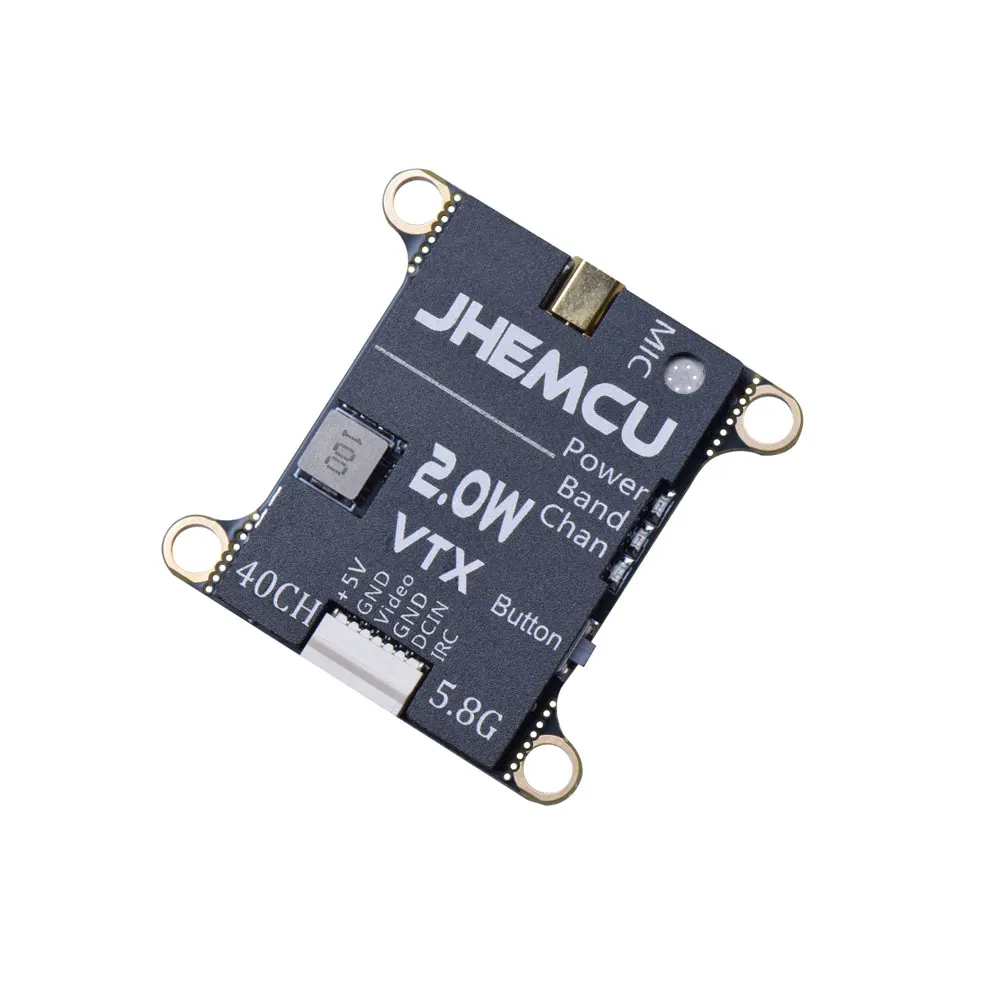 Boîtier de l'émetteur vidéo FPV avec dissipateur thermique et connecteurs, puissance réglable pour drone RC.