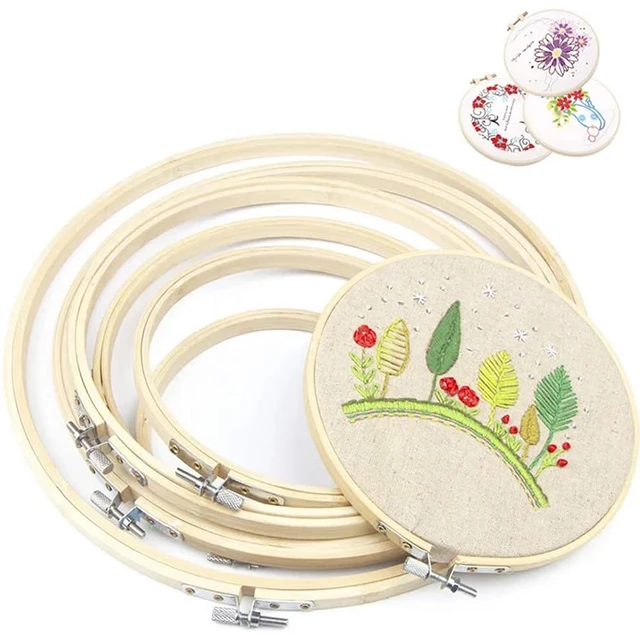 6pcs Embroidery Hoop Set, Bamboo Circle Cross Stitch Hoop Ring, 4 Inch To  10 Inch For Embroidery And Cross Stitch Sewing Accessories