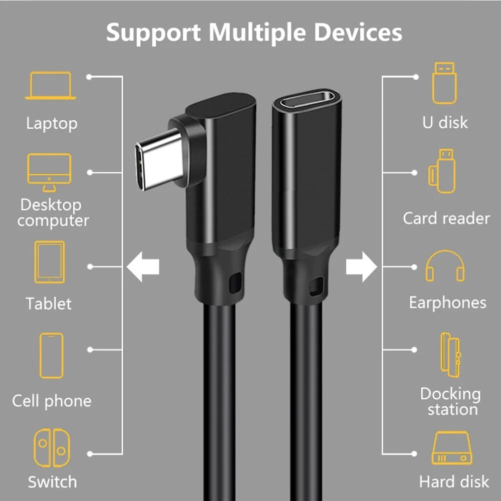 USB C Extension Cable Type C USB3.2 10Gbps 100W 5A Male to Female Fast Charging Extender Cord for MacBook Realme