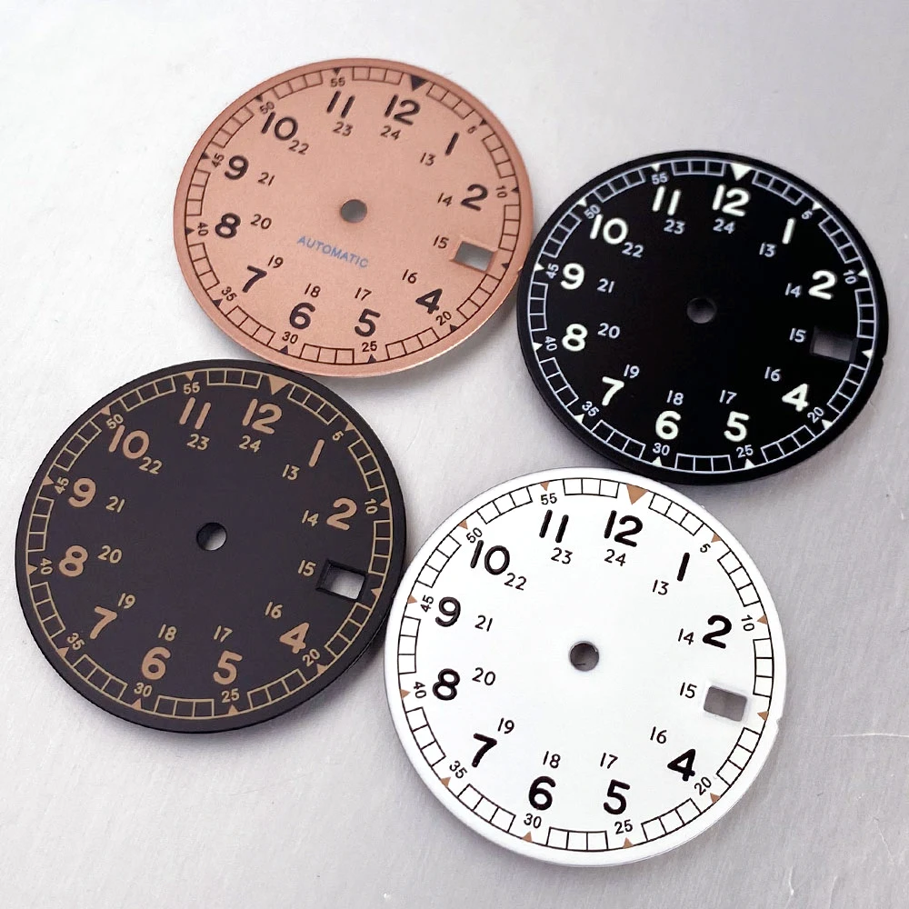 Sterile Salmon Black White Watch Dial with Arabic Numerals and Hands - Premium DIY Watch Accessory