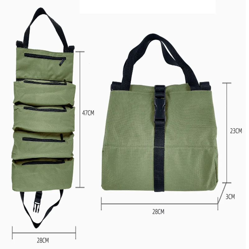 Working Tool Bag Roll Tool Roll Multi-Purpose Tool Roll Up Bags Wrench  Pouch Hanging Tools Zipper Carrier Tote Outdoor Kit