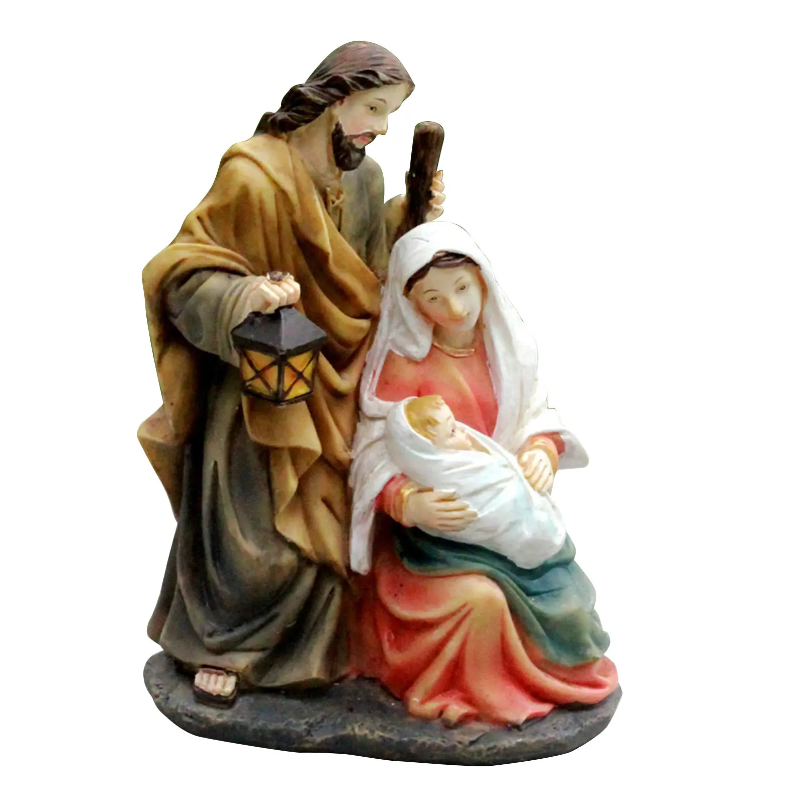 Nativity Statue Scene Set Baby Jesus Manger Christmas Crib Figurines Miniatures Ornament Church Gift Home Decoration