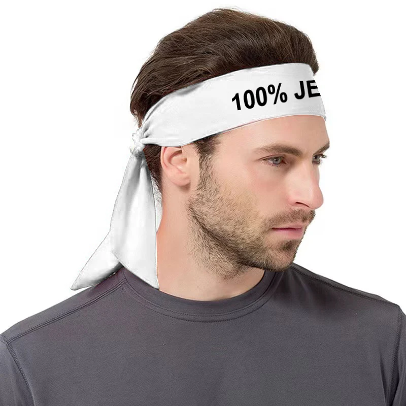 100 Jesus Sports Head Tie Headband Football White Black Athletics Fitness Stretch Sweatband Bandana Moisture Wicking Silicone