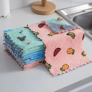 Strofinacci da cucina riutilizzabili Panni per pulizia in pile di corallo super assorbenti 3/5/10 pezzi Panni in spugna per piatti Asciugamano lavabile ad asciugatura rapida 1