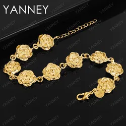 Luxurious 18K Gold Rose Bracelet - 925 Sterling Silver, 8 - Inch Women's Fashion Jewelry Gift - 20cm