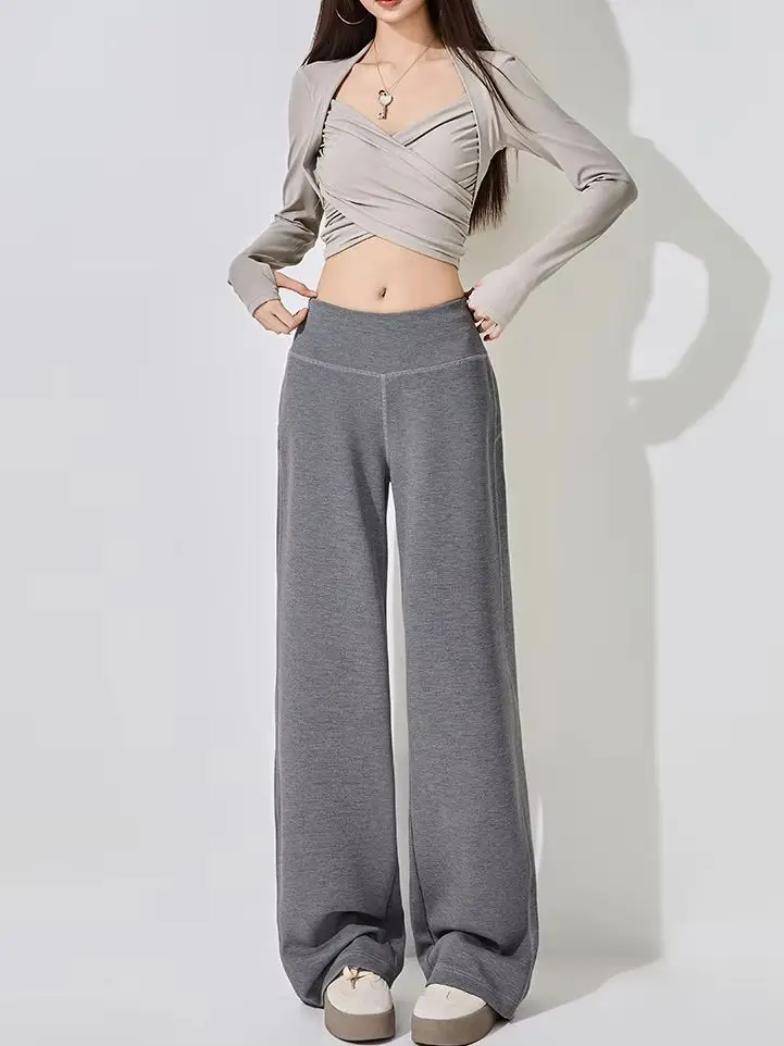 Women's Wide-Leg Pants: Lightweight, Cool, Breathable, Loose-Fitting, Drapey, Elastic Waist, Casual Pants, Lazy Style 1