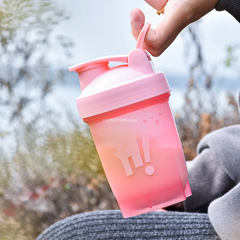 350ml Sports Water Cup with Shaker Balls Leak Proof Drink Shaker Bottle Whey Protein Powder Mixing Bottle Fitness Gym Cup
