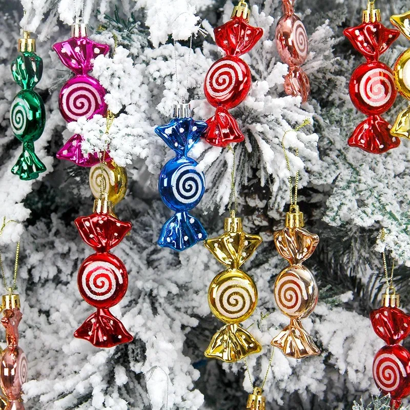 Christmas Hanging Candy Ornaments Colorful Plated Plastic Decor with Unique Pictures Ideal for Tree and Home Holiday Decorations