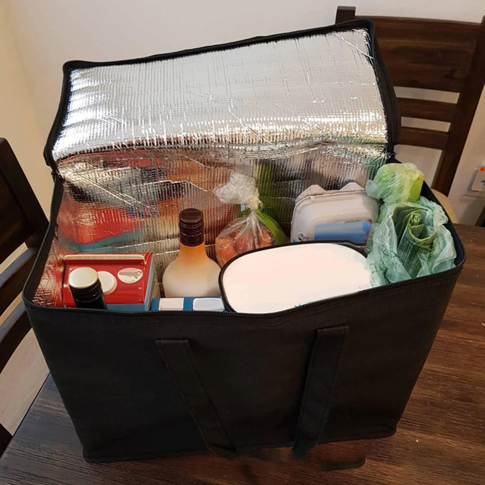 휴대용 알루미늄 호일 보온 쿨러 보관 가방, 맥주 음료 캐리어 백, 야외 캠핑 바베큐 피크닉 점심 도시락 박스