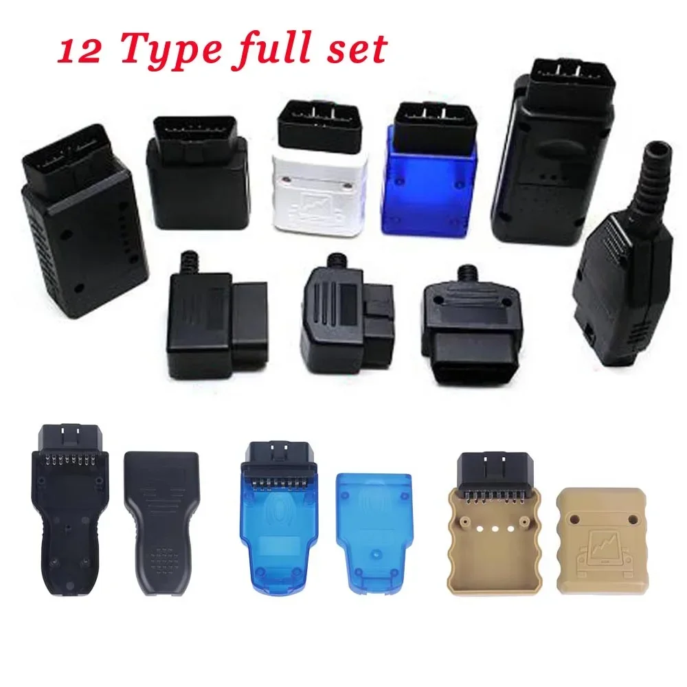 In Stock 10 Type J1962 OBD2 16pin Male Connector Car OBD Shell Plug + Housing +SR+ Screws OBD2 Diagnostic Interface Socket