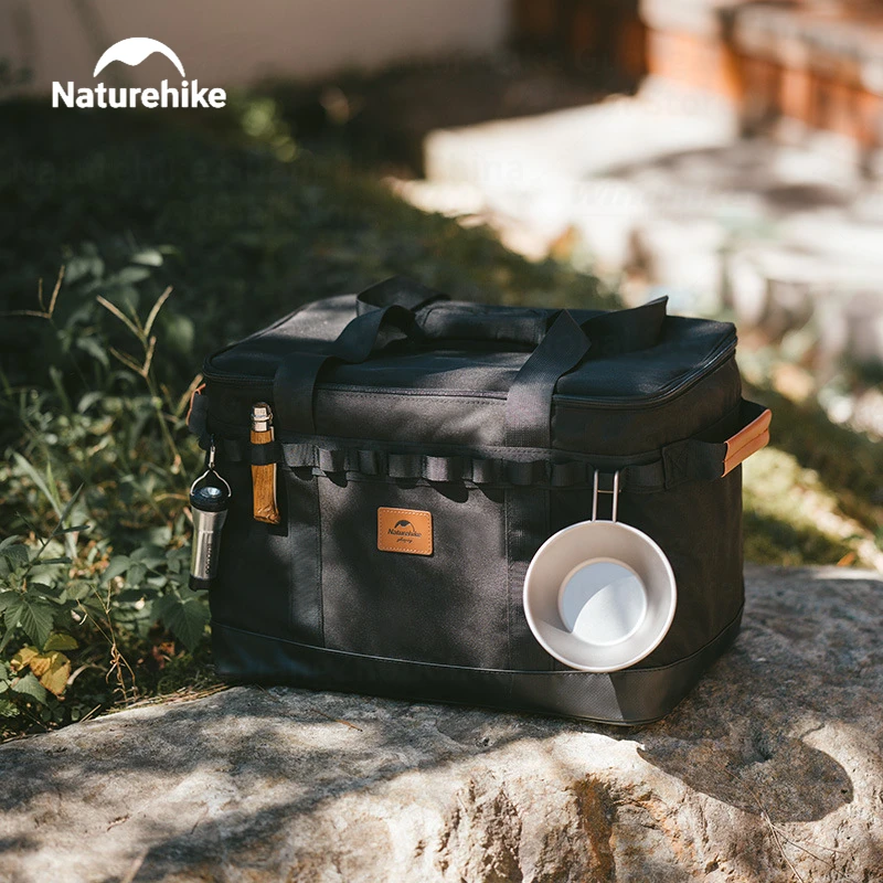 Naturehike Kitchen Storage Box Ultralight Outdoor Camping Picnic 300D Sundries Storage Bag Waterproof Portable PU Leather Handle