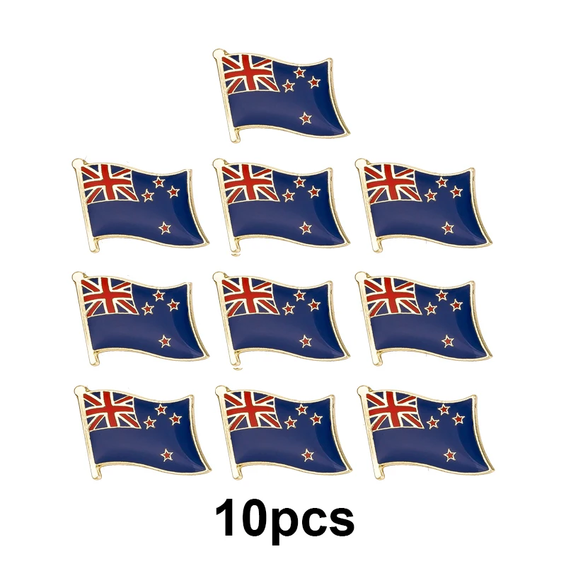 10/50/100pcs a lot New Zealand Flag Lapel Pin Flag badge Brooch Pins Badges