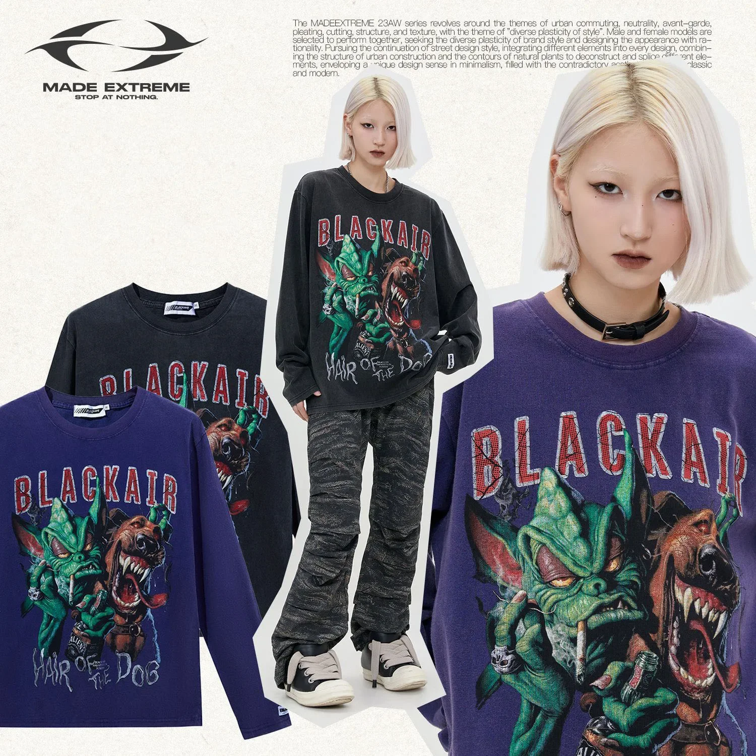 

BLACK AIR Monster Fun Print Long Sleeve T-shirt #3308