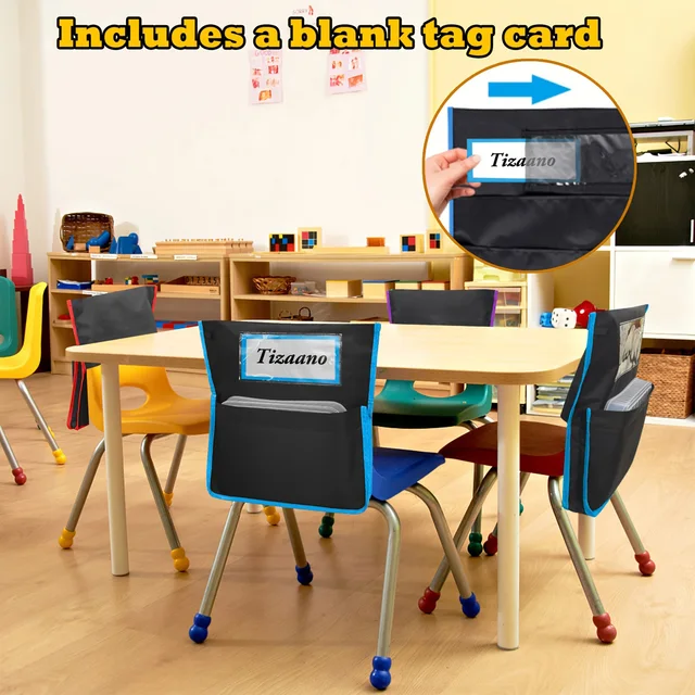 Chair Back Pocket School Seat Chair Storage Bag 6 Pockets