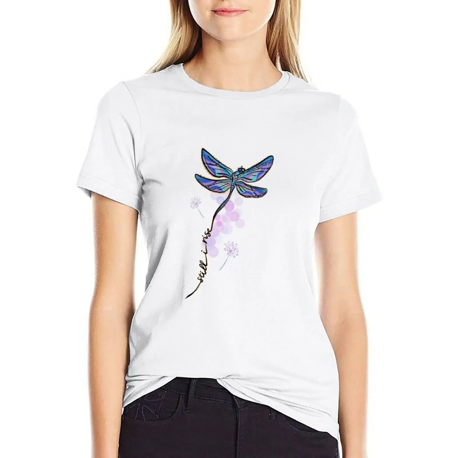 

Still I Rise dragonfly T-shirt summer clothes graphics hippie clothes tight shirts for Women