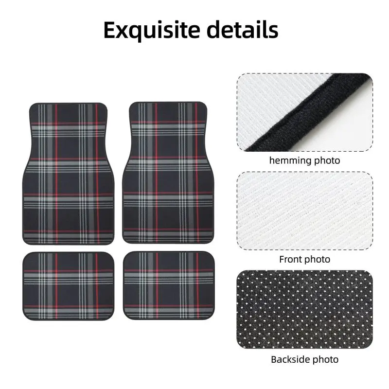 Tappetini Auto GTI Tartan Universali Antiscivolo Set di 4 Pezzi Tappeti Anteriori e Posteriori Accessori Decorativi per Auto - immagine 5